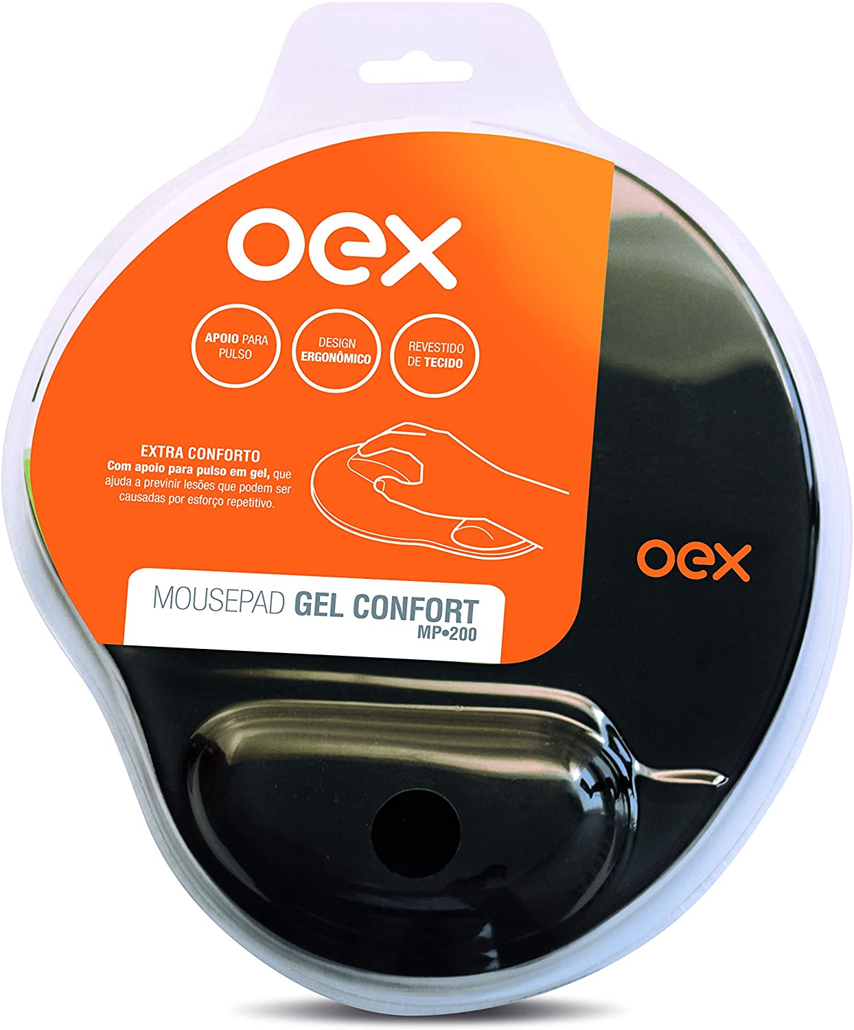 Mouse Pad OEX Gel Confort MP200 Preto com Apoio em Gel - 1