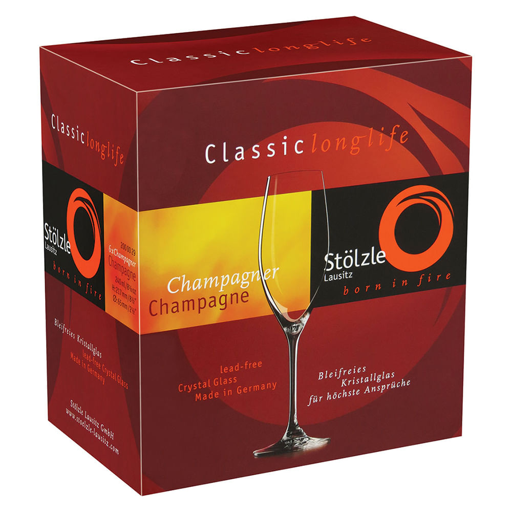 Taça Champagne Cristal Transparente 240Ml Stólzle Classic 22X7X7Cm 6 Peças - 1