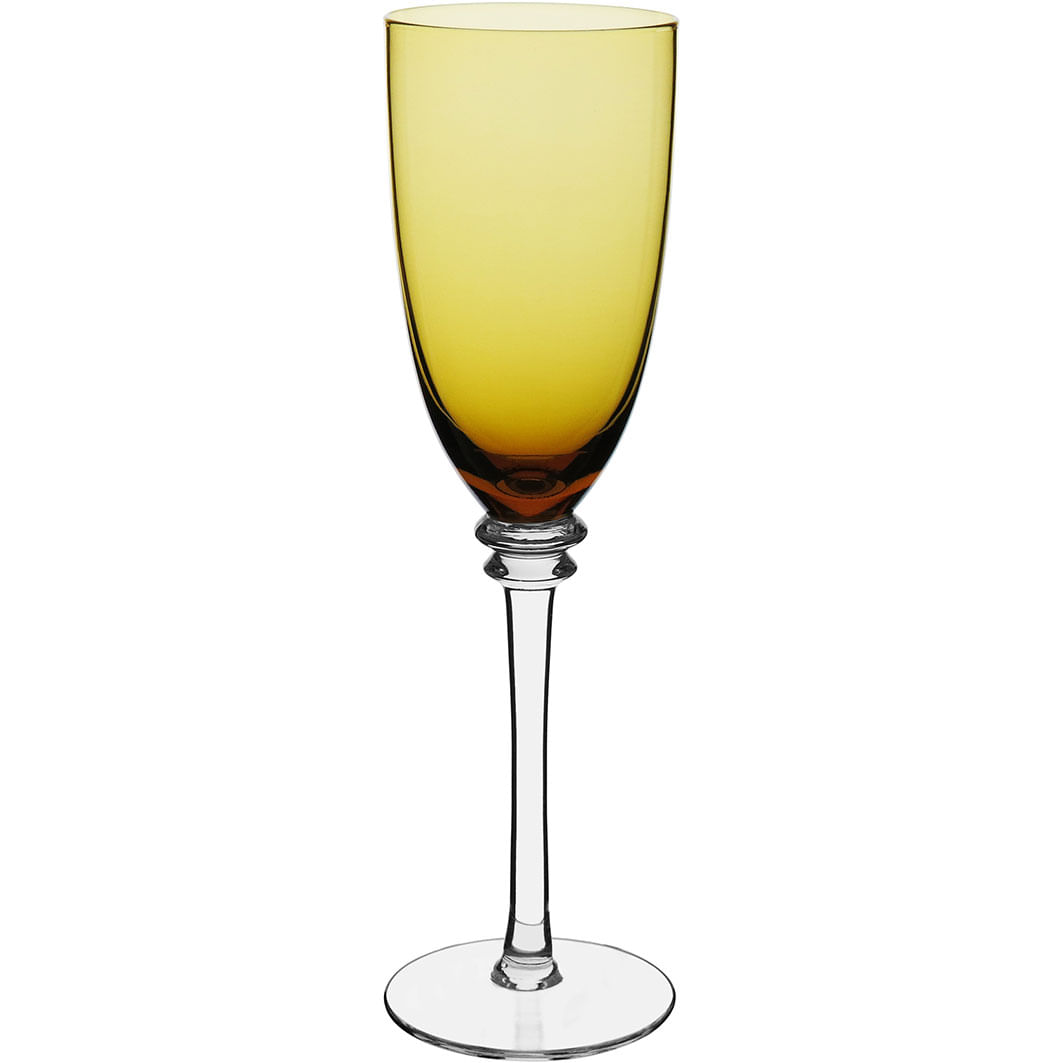 Taça Champagne Pé Transparente 6 peças Vidro Ambar 300Ml Sepia 25X7X7Cm
