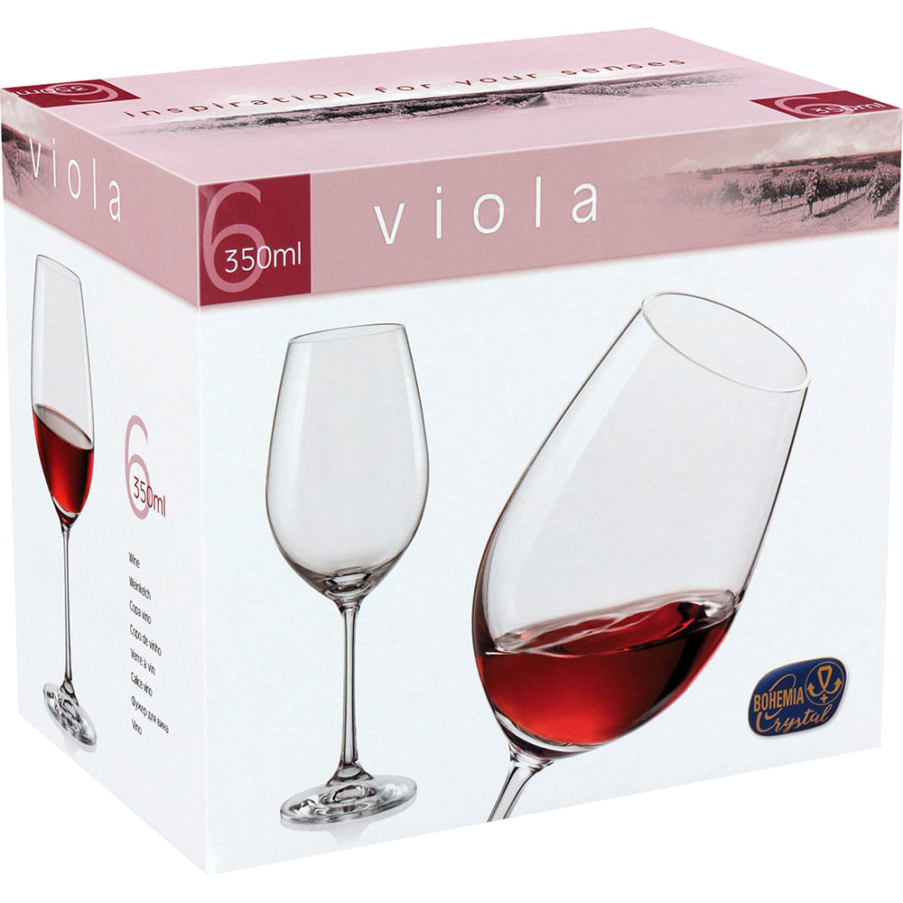 Taça Vinho 6 peças Cristal Ambar 350Ml Bohemia Viola 22X8X8Cm - 1