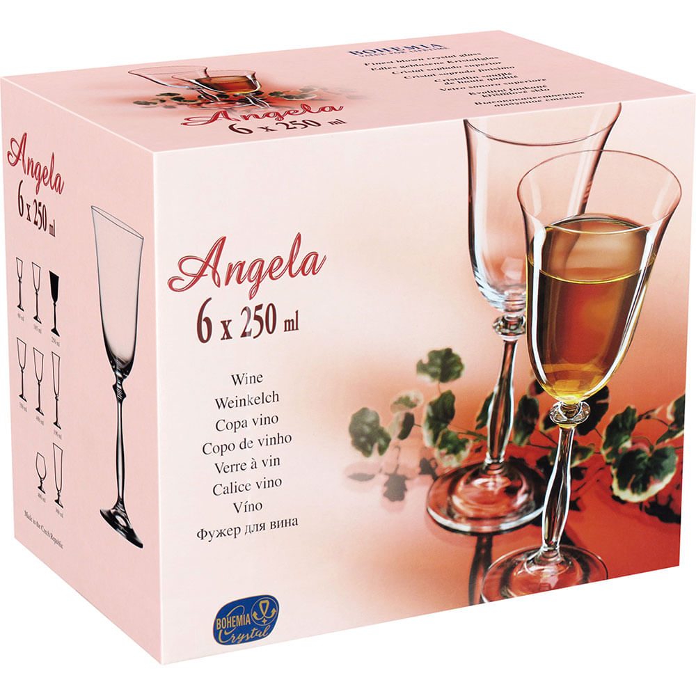 Taça Vinho 6 peças Cristal Transparente 250Ml Bohemia Angela 21X9X9Cm - 1
