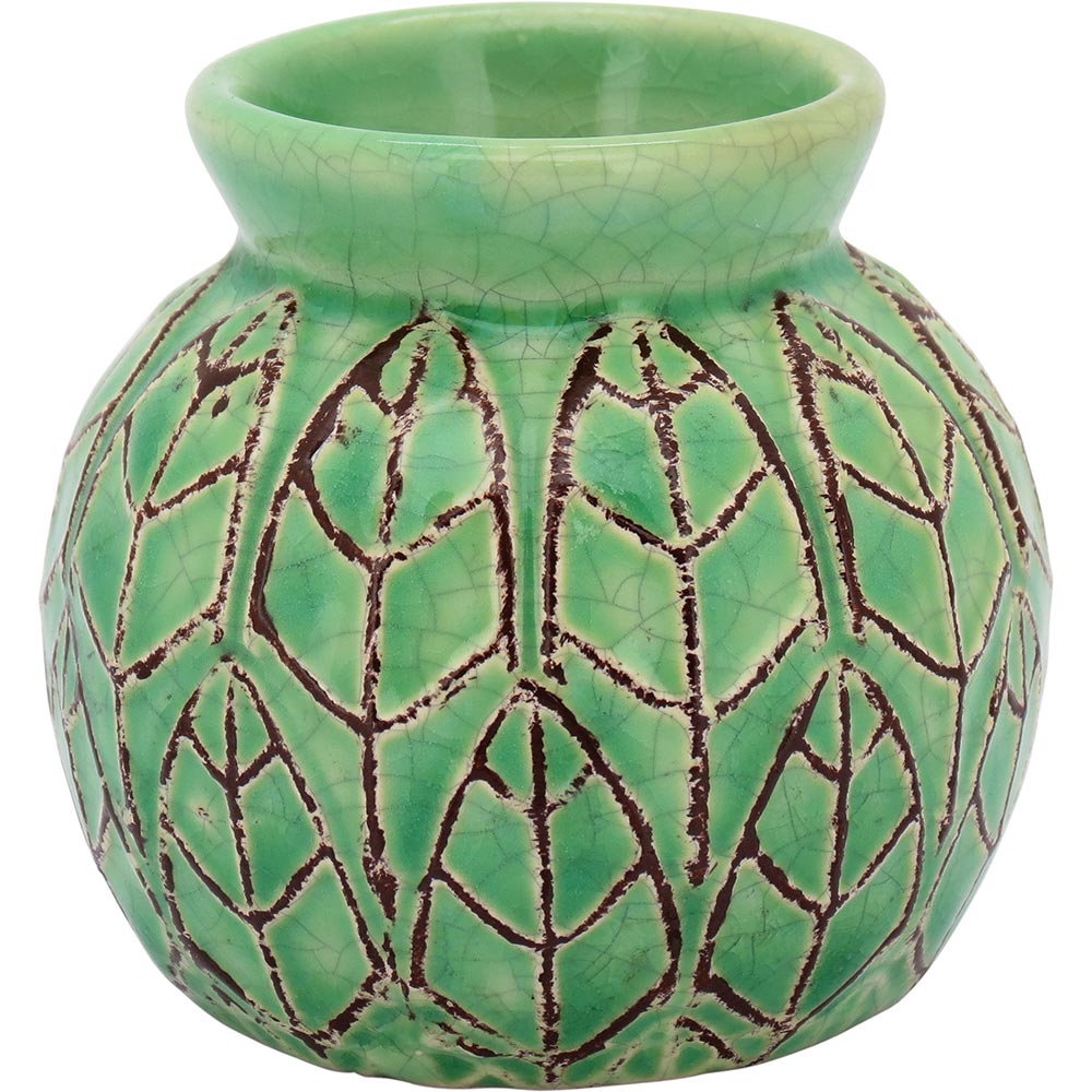 Vaso Cerâmica Verde Crispin 8X8X8Cm