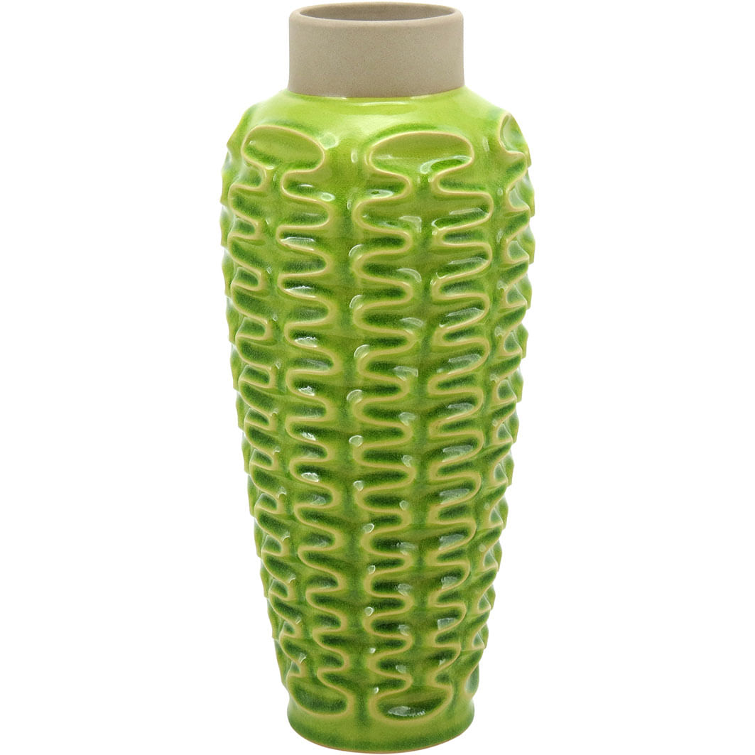 Vaso Cerâmica Verde Mangga 39X17X17Cm