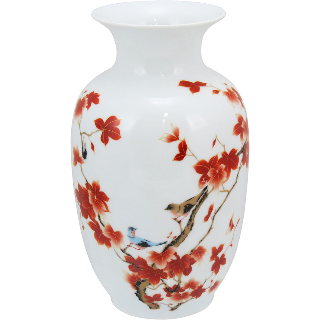 Vaso Cerâmica Vermelho Flora 22X12X12Cm