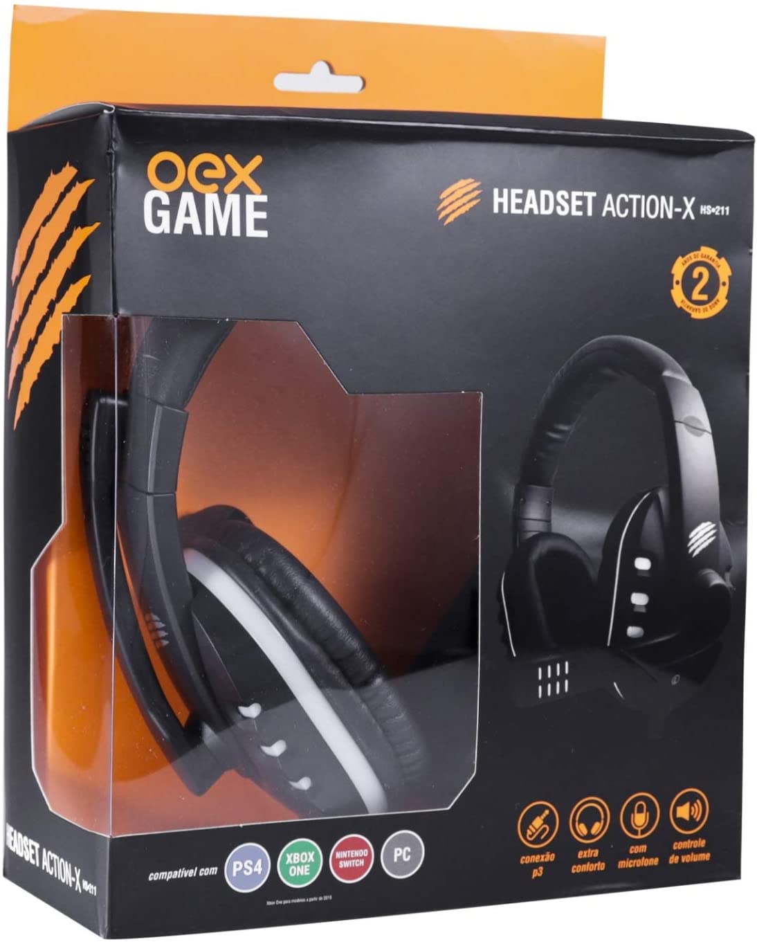 Headset OEX Action-X  Preto HS211 - 1