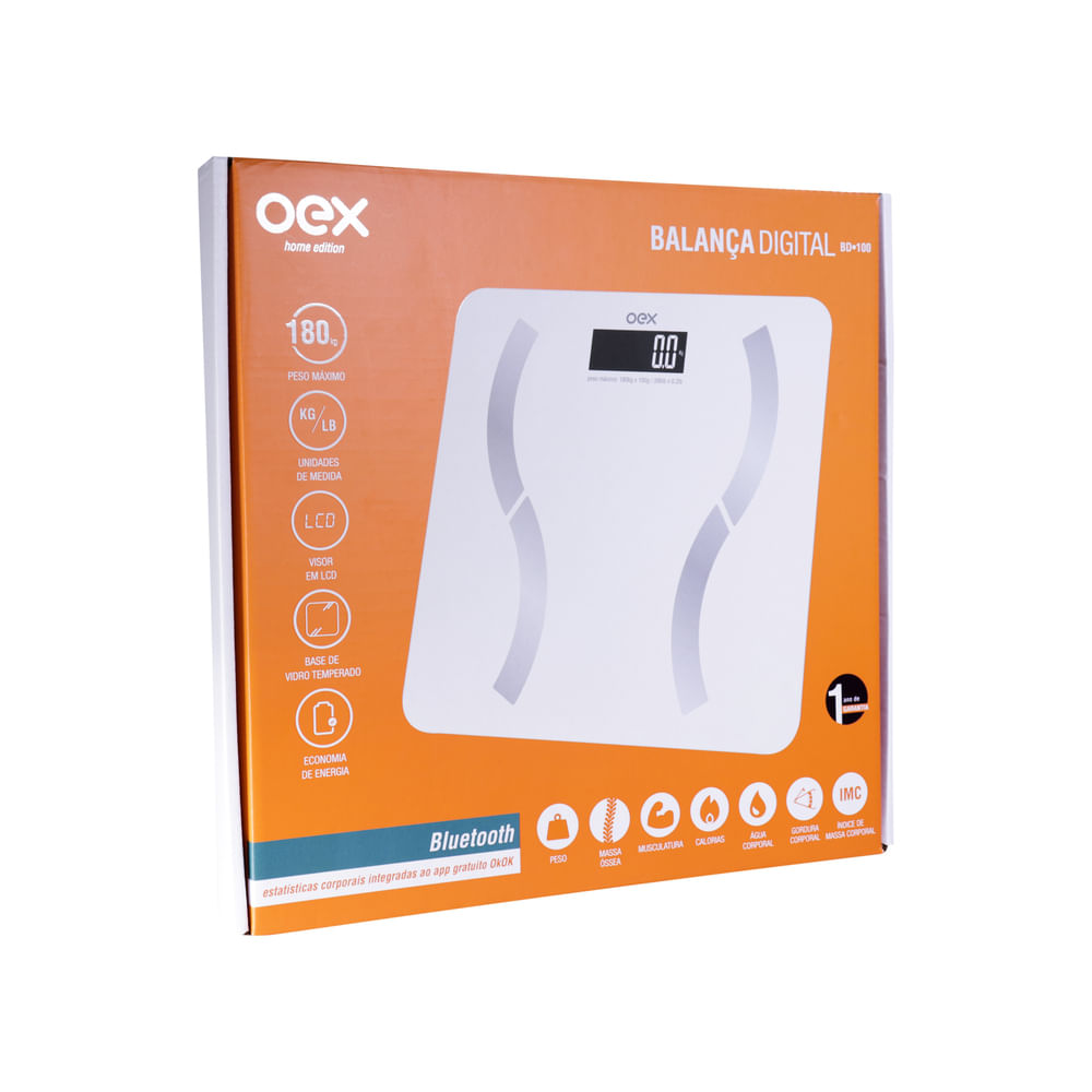 Balança Digital Bluetooth Oex Bd100 Branca