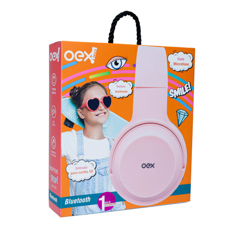 Headset Bluetooth Dobravel Oex Teen Pop Hs314 - Rosa