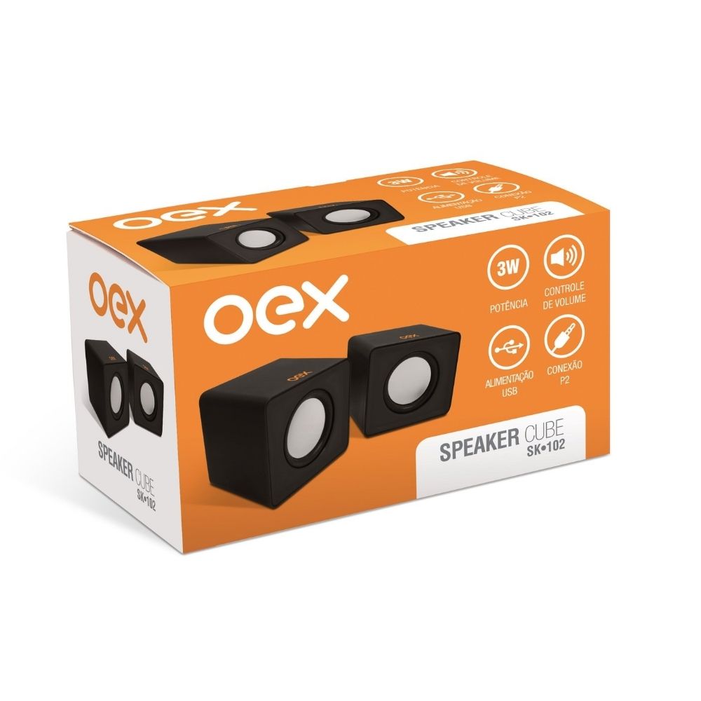 Caixa De Som Para Pc Oex Cube Sk102 - Preto Preto