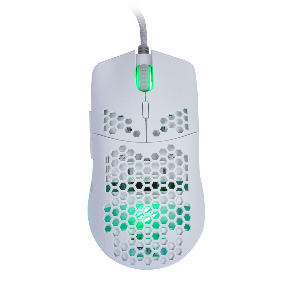 Mouse Gamer Ultra Leve - Dyon-X Ms322S - Rgb - 7 Botoes - 6200 Dpi Branco