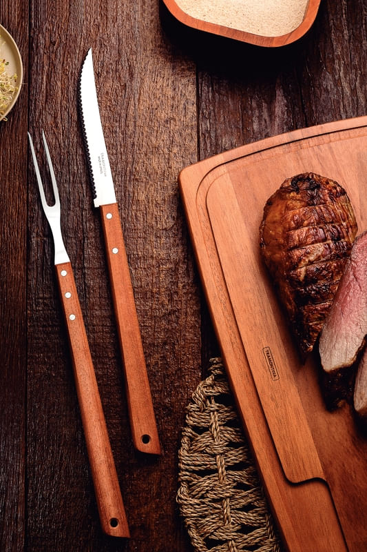 Jogo Churrasco Inox 2 Peças Trinchante Tramontina - 1