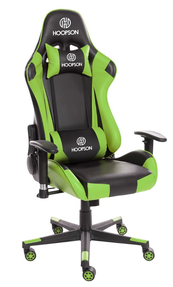Cadeira Gamer Giratoria Ajustavel  Preto com Verde  Hoopson CG-603