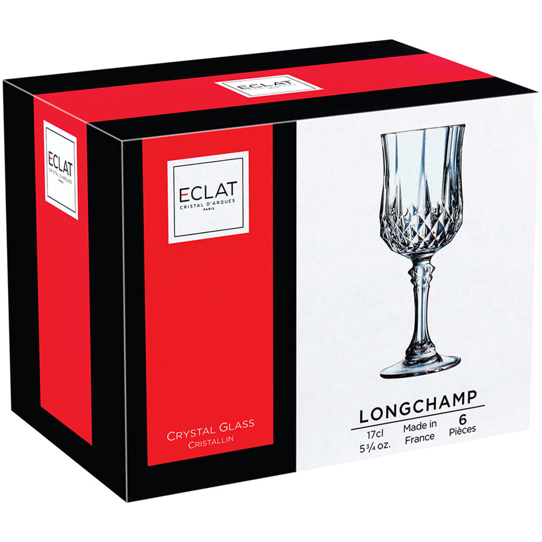 Taça Vinho 17X6X6 cm 170ml Cristal Transparente 6 Peças Longchamp - 1