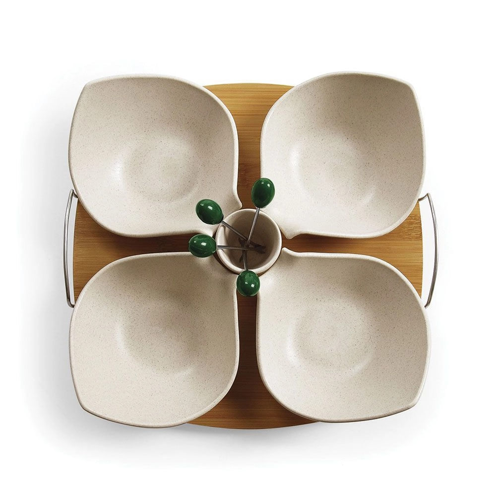 Conjunto Para Petiscos Em Bambu / Fibra De Bambu - 10Pçs Welf - 1