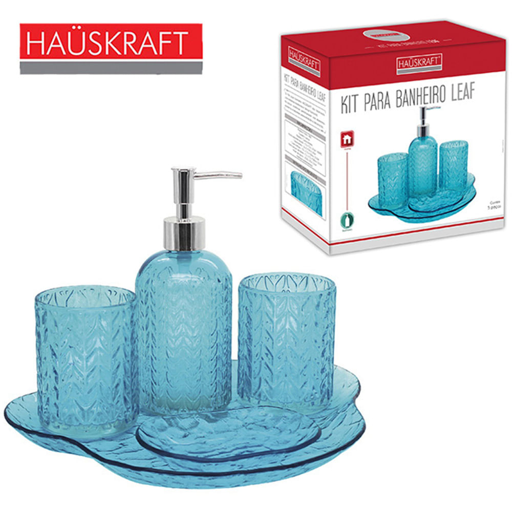 Kit para Banheiro Leaf Azul 5 Peças Hauskraft - 1