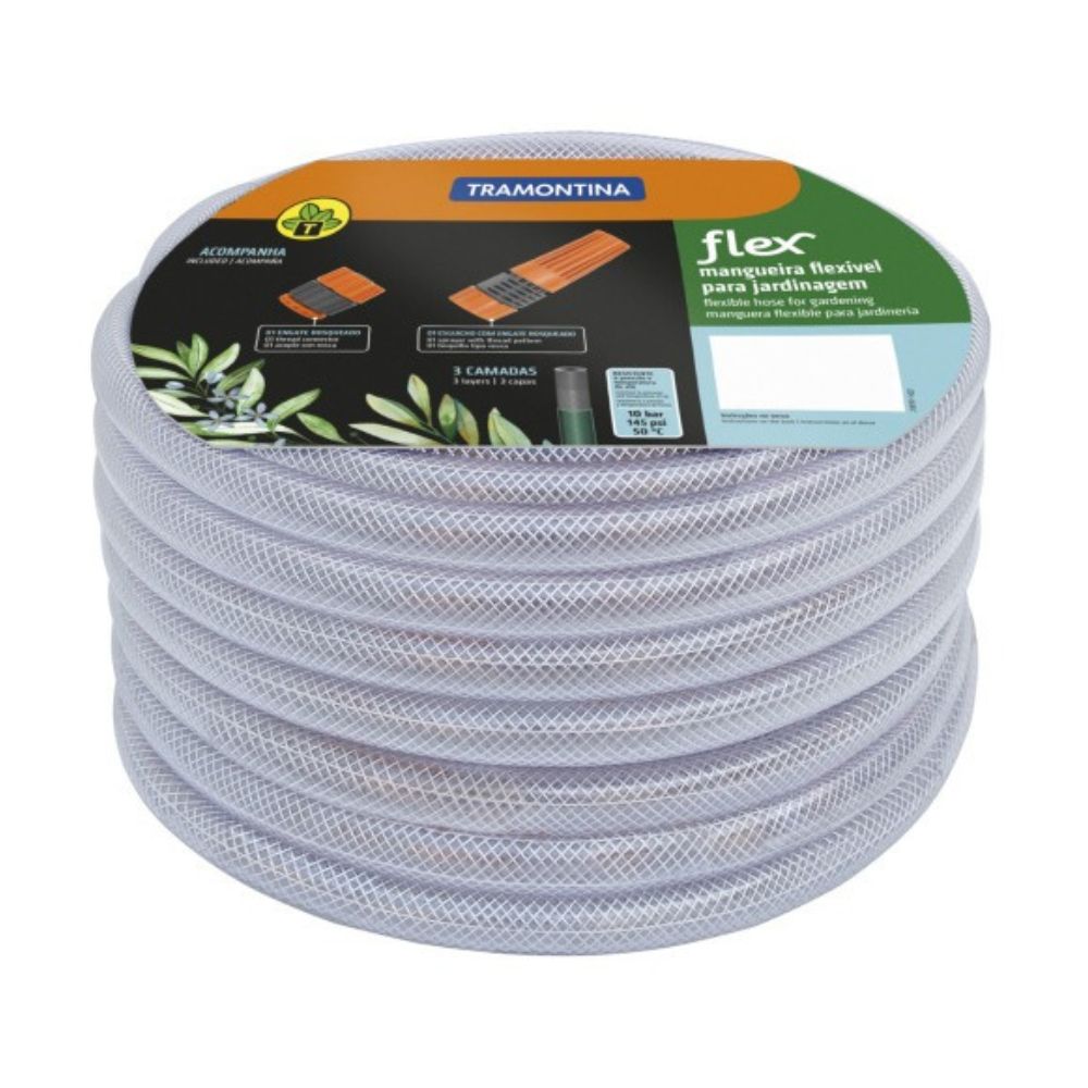 Mangueira Flex Tramontina Transparente PVC Engate Rosqueado e Esguicho 25m - 3
