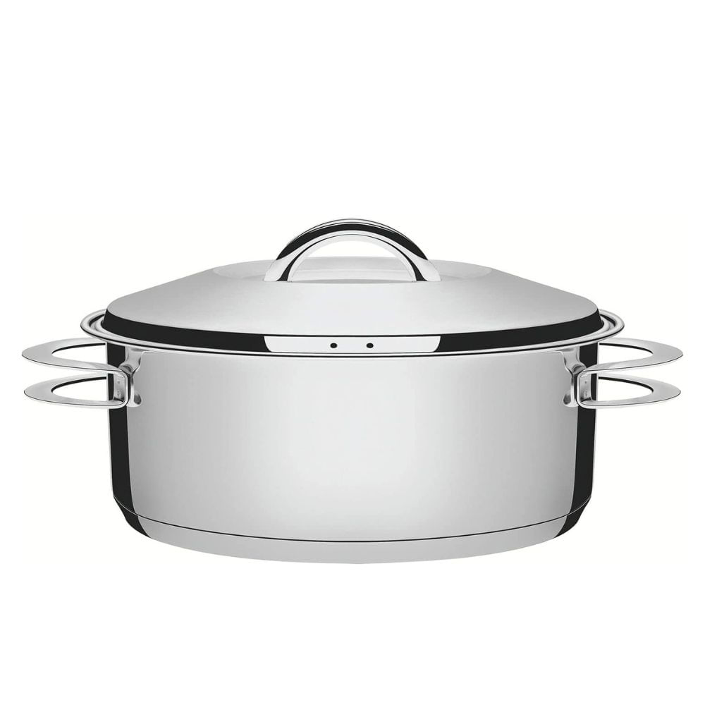 Caçarola Tramontina Solar Rasa Inox Fundo Triplo Tampa e Alças 20 cm 2,9L - 3