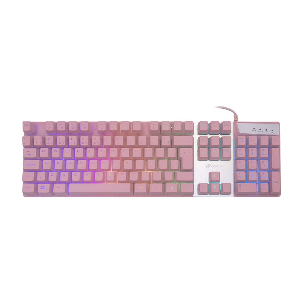 Teclado Gamer Pink Prismatic Tc205 - Abnt2 - Led Rainbow Rosa - 1