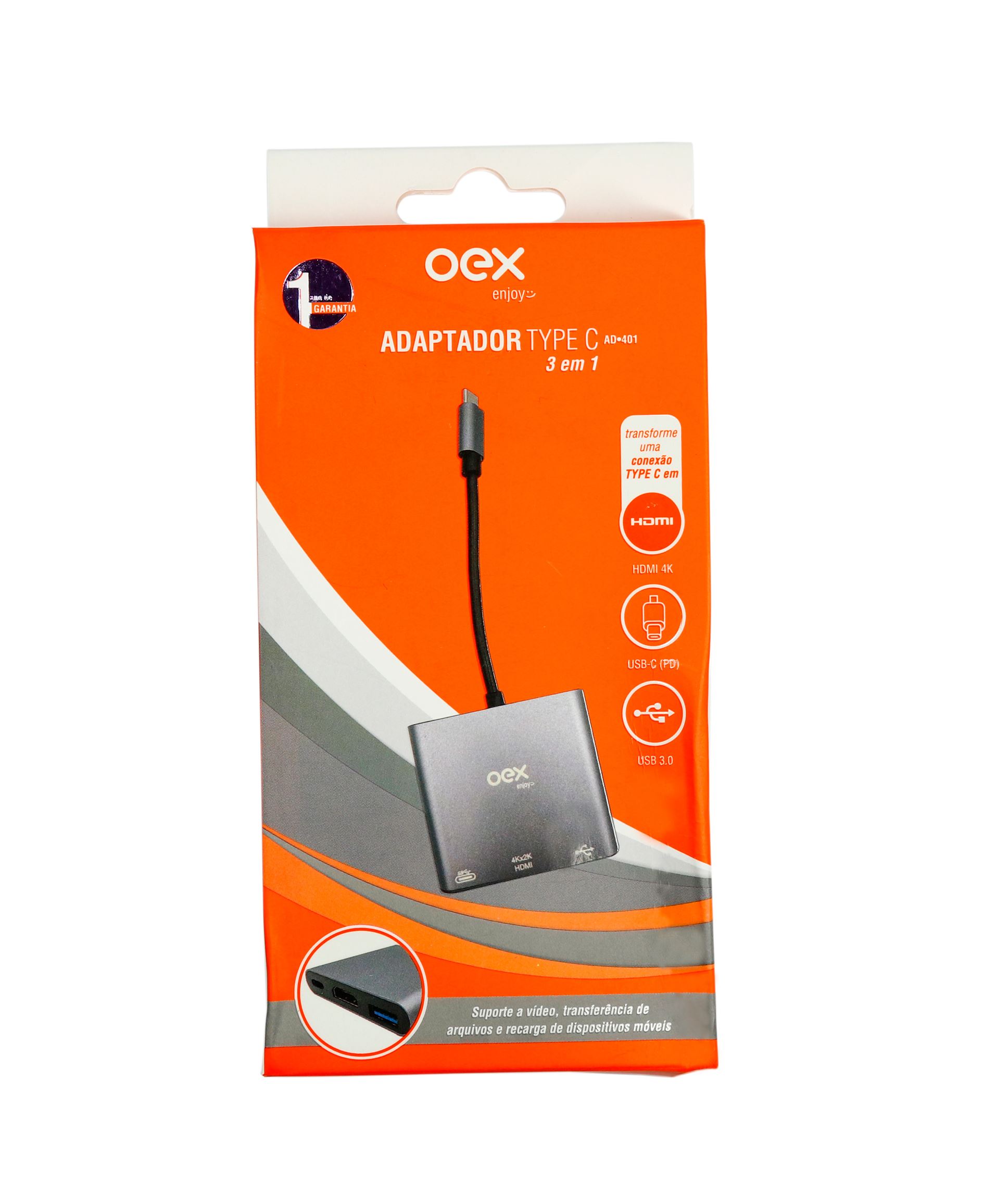 Adaptador Tipo C Para Hdmi Usbc 3 Em 1 Ad401 OEX - 1