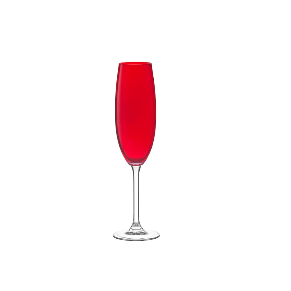 Taça de Cristal para Champanhe Gastro Vermelho 220 ml 6 Peças