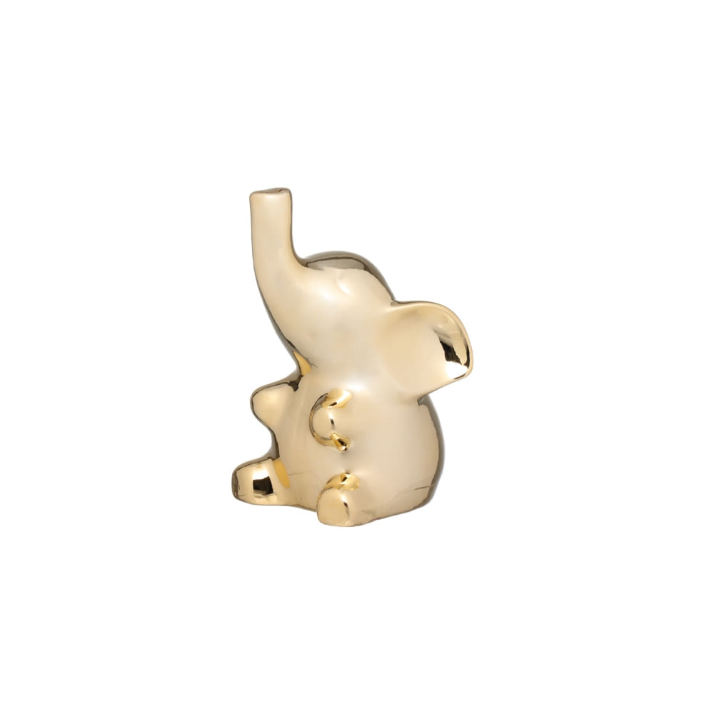 Figura Elefante Tromba Dourado 120Mm