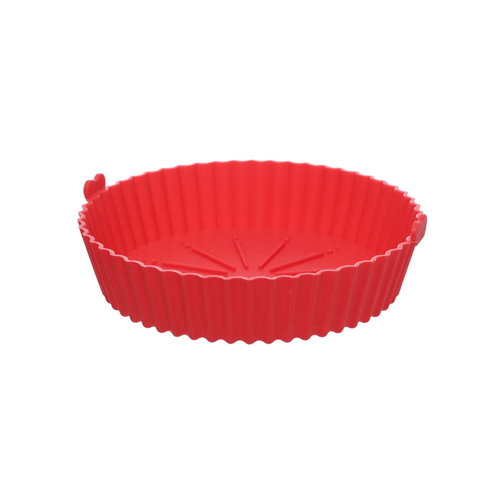 Forma Redonda de Silicone para Air Fryer Vermelha 20 cm