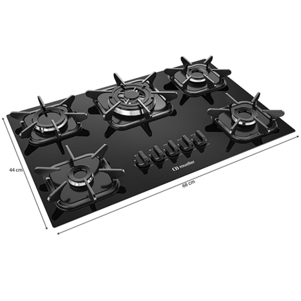 Cooktop Mueller 5 Bocas Tripla Chama Preto - 3