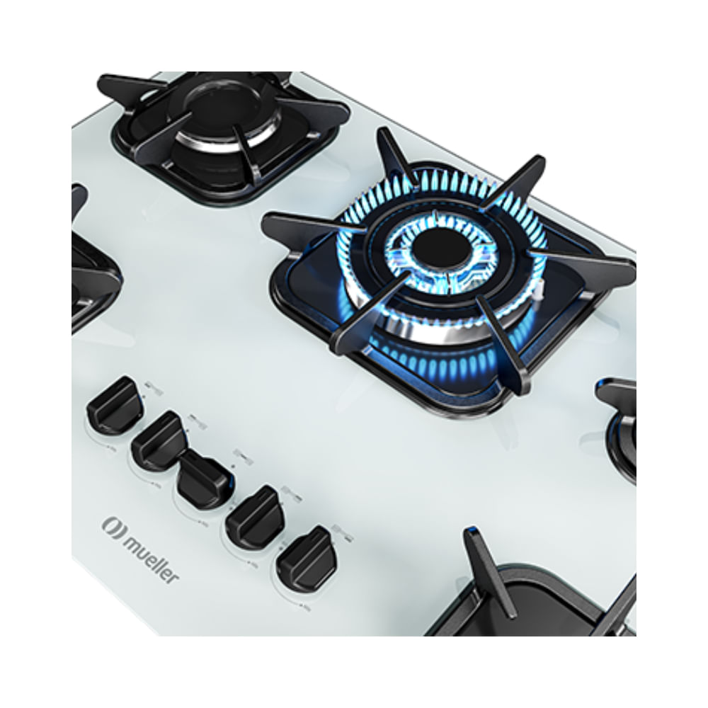 Cooktop Mueller 5 Bocas Tripla Chama Branco - 1