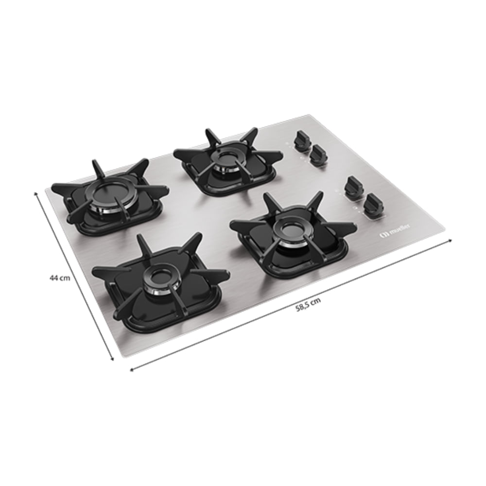Cooktop Mueller 4 Bocas De Aluminio Com Queimador Ultra Chama - MCG4BK - 1