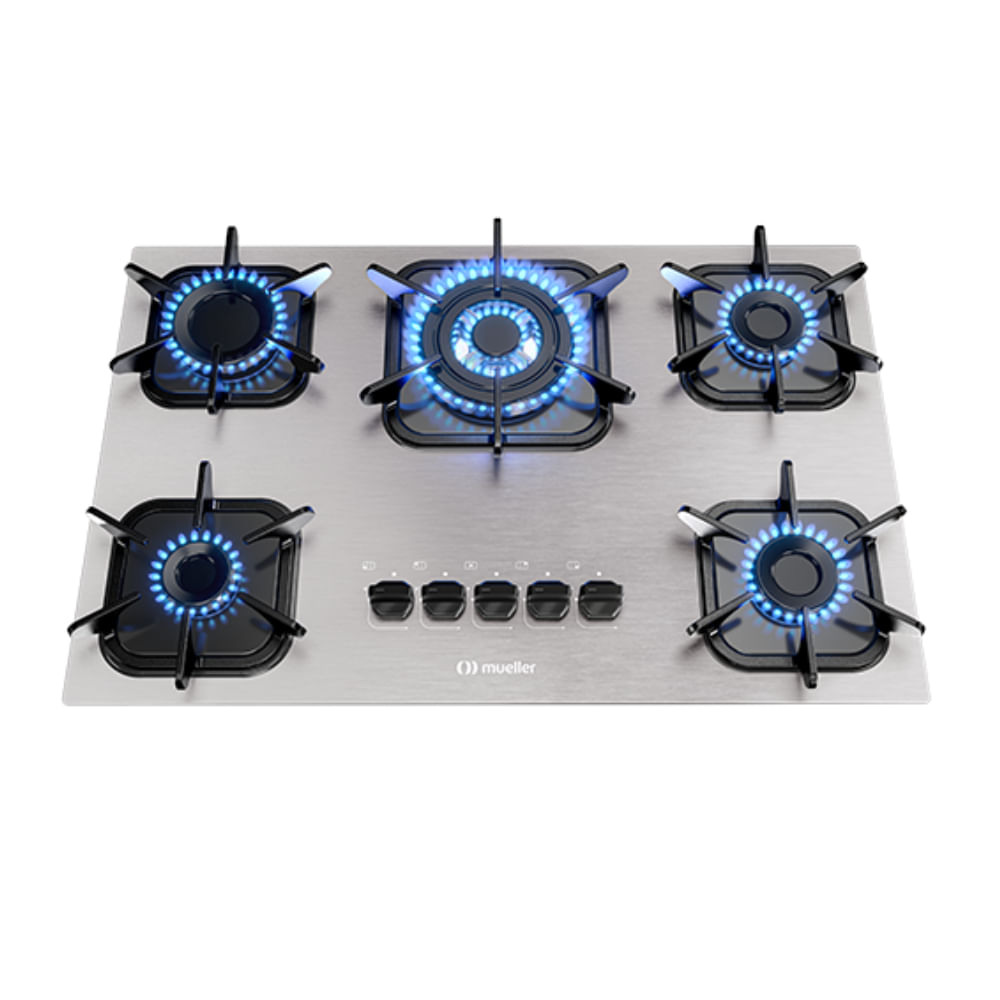 Cooktop Mueller 5 Bocas De Aluminio Com Queimador Tripla Chama - MCG5BK - 1