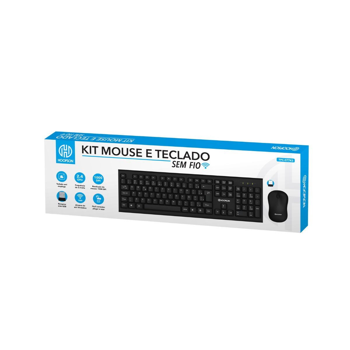 Kit Mouse e Teclado Office Wireless Hoopson - TPC-077KS - 1