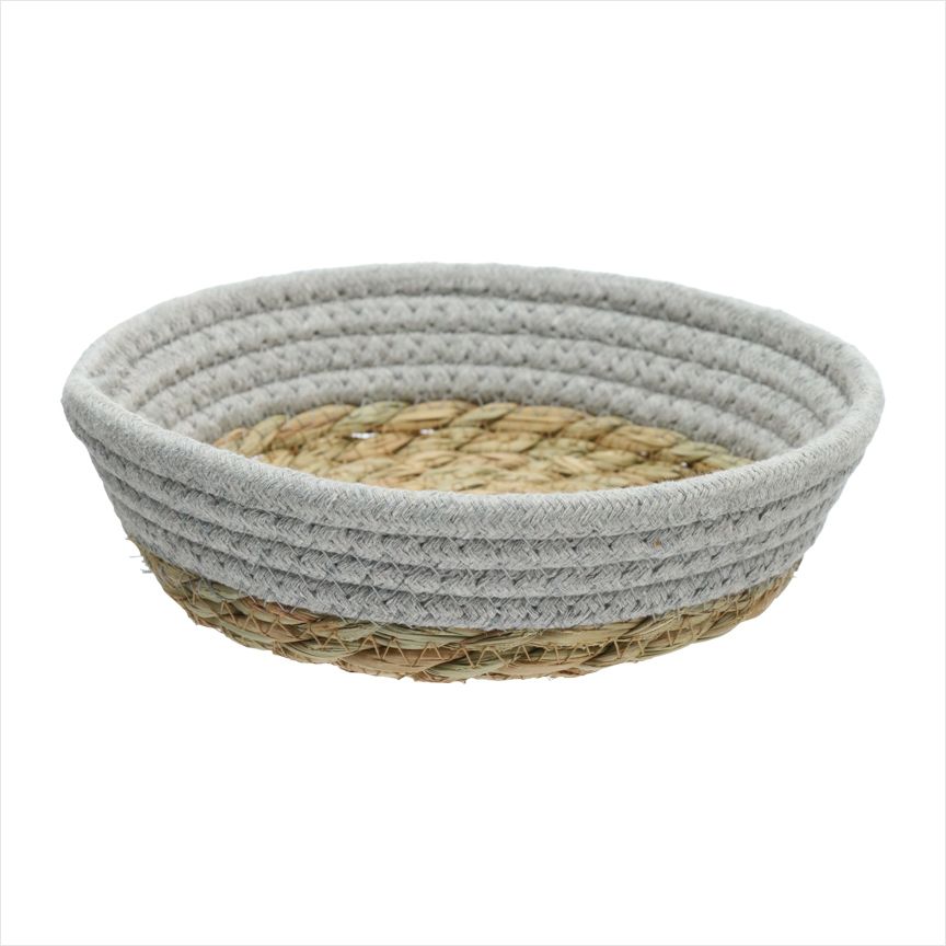 Cesto de Tecido com Forro de Palha Cinza 20 cm - 1