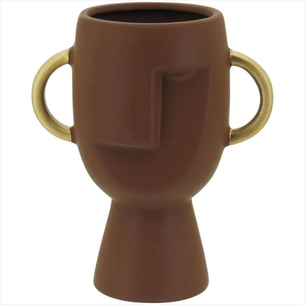 Vaso 18X15X9Cm Cerâmica Marrom Pasco - 1