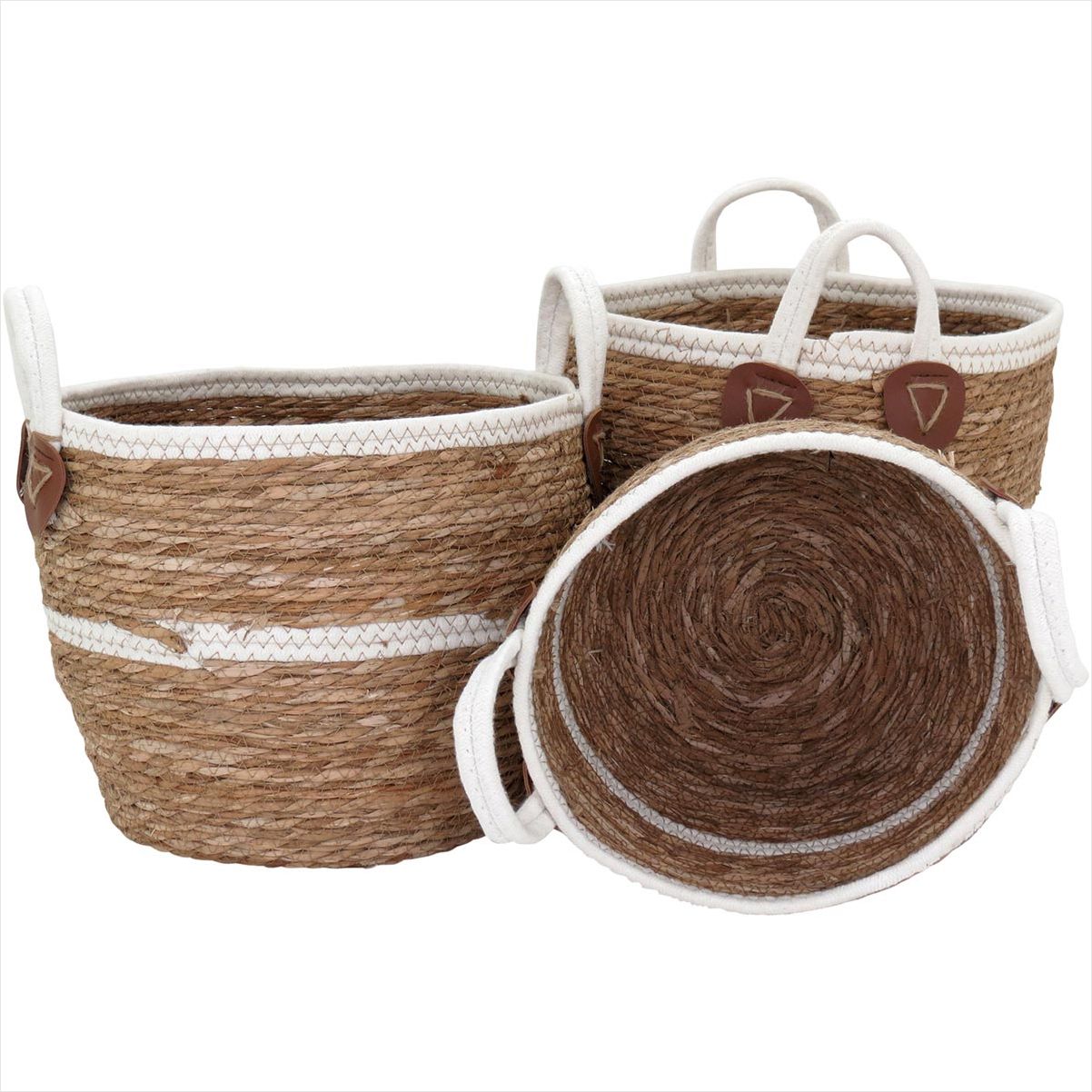 Cesta Fibra Natural 3Peças 28x33x33Cm GS - 4