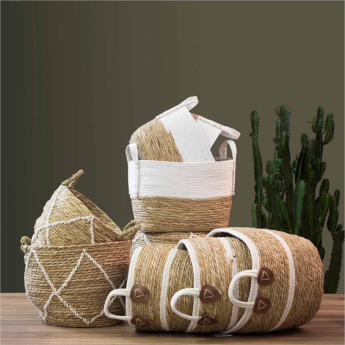 Cesta Fibra Natural 3Peças 28x33x33Cm GS - 6