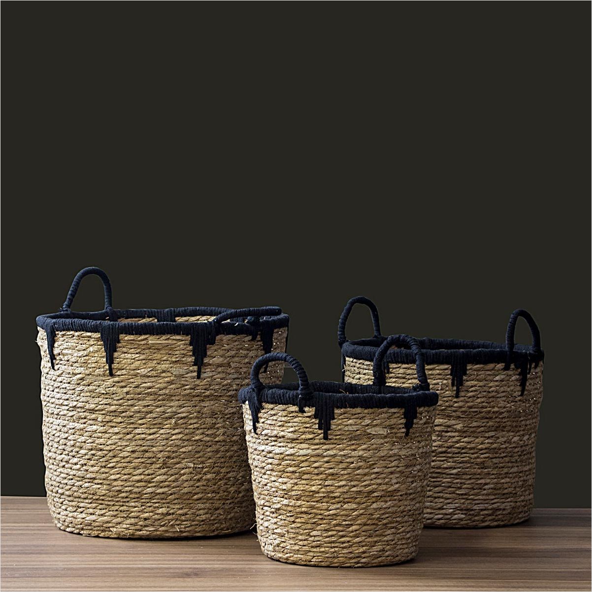 Cesta Fibra Natural 3Peças 28x34x34Cm GS - 6