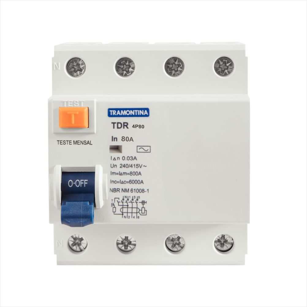 Interruptor TDR-80 4P 80 A 30 mA 6 KA Tramontina - 1