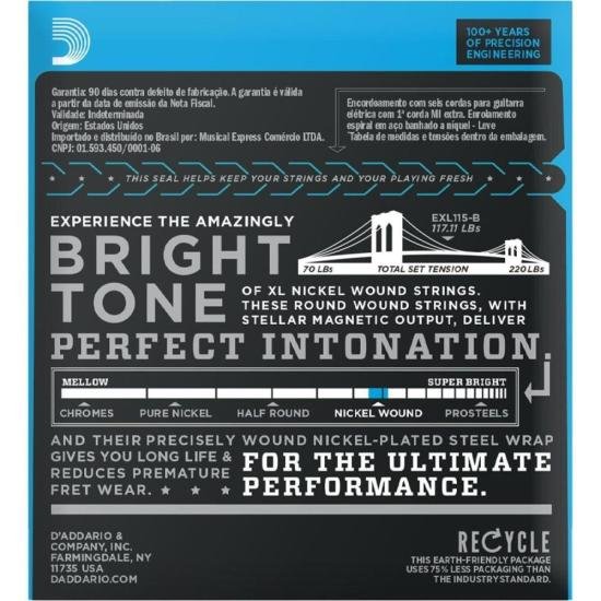 Encordoamento Para Guitarra .010-.046 XL Nickel EXL110-B D Addario Extra PL010 - 2