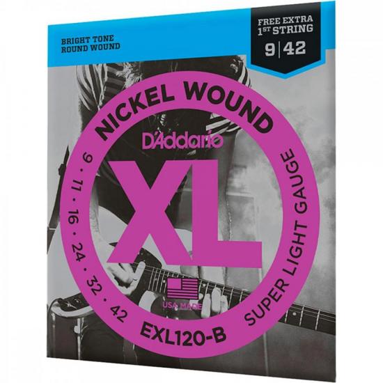 Encordoamento Guitarra .009-.042 XL Nickel EXL120-B D Addario Com Corda Extra PL009 - 1