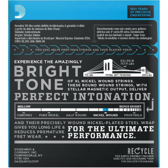 Encordoamento Guitarra .009-.042 XL Nickel EXL120-B D Addario Com Corda Extra PL009 - 2