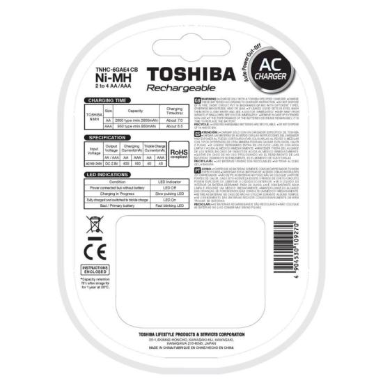 Carregador de Pilhas TNHC-6GAE4 CB (Com4 Pilhas AA 2600mAh) Toshiba - 4