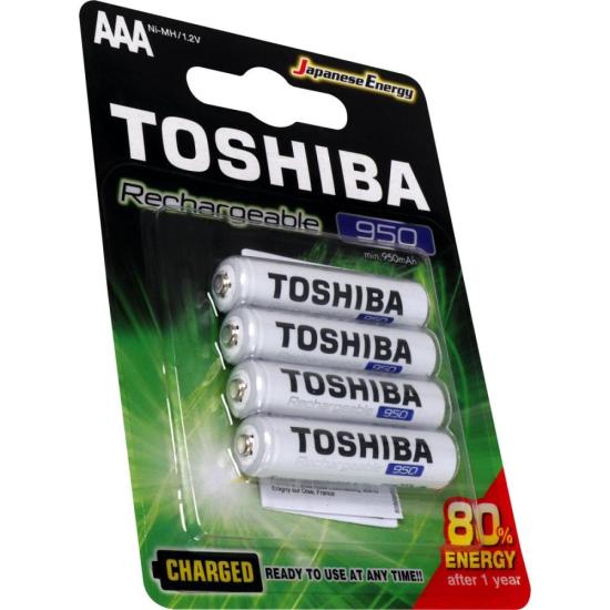 Pilha Recarregável AAA 1,2V 950mAh TNH03GAE (Com4 Pilhas) Toshiba - 1