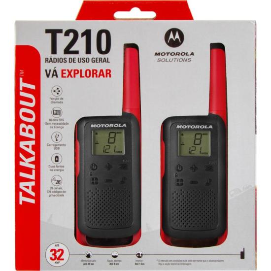 Rádio Comunicador Talkabout Motorola T210BR 32km Vermelho/Preto PAR / 2 - 11