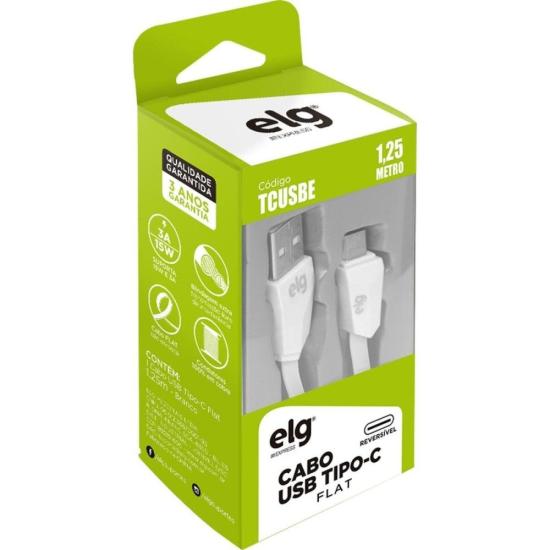 Cabo USB Tipo C TCUSBE 1,25m Branco ELG - 2