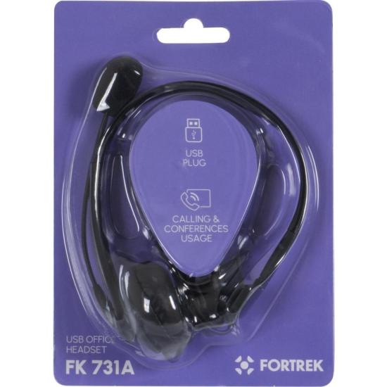 Headset Office Fortrek FK 731A USB Preto - 5