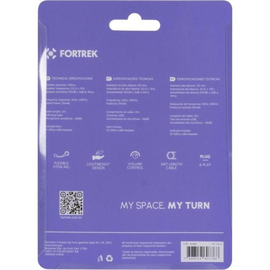 Headset Office Fortrek FK 731A USB Preto - 6
