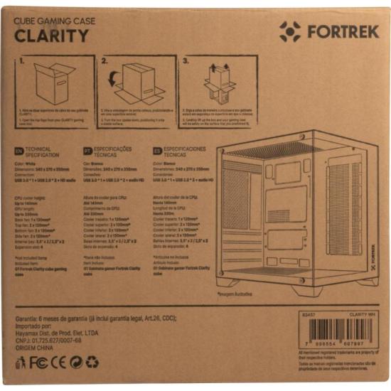 Gabinete Gamer Fortrek Clarity Branco Lateral Vidro - 13