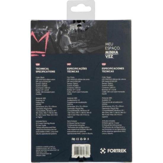 Mouse Gamer Fortrek Cruiser New Edition 12000 Dpi RGB Preto - 6