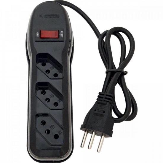 Filtro de Linha Com 3 Tomadas 1M Circuit Breaker Preto Megatron - 1