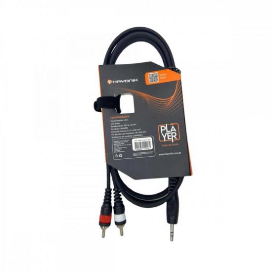Cabo de Áudio Player P2 x RCA 1,8m Preto Hayonik - 1