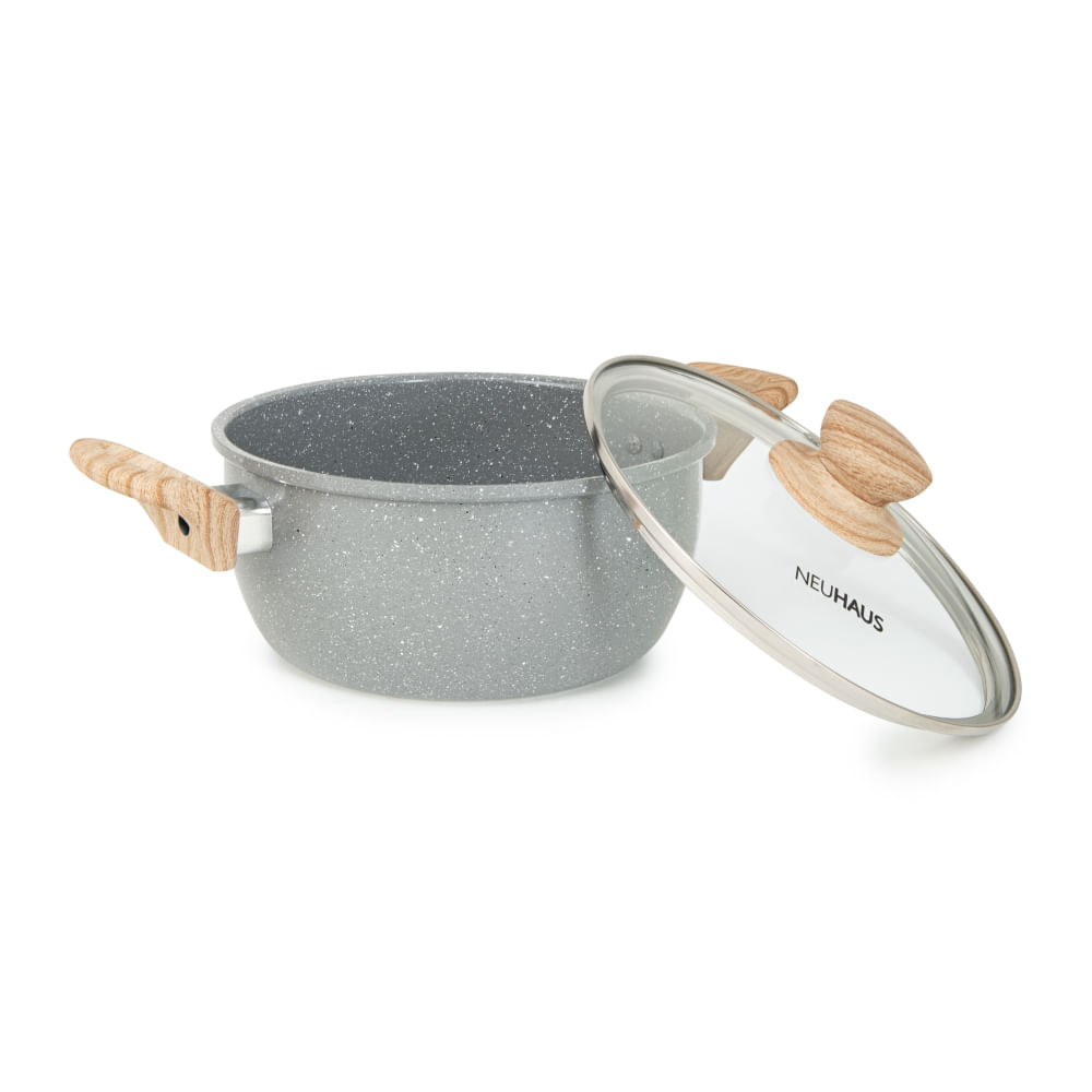 Jogo de Panelas 10 Peças Cerâmica Antiaderente Cinza Escuro Neuhaus - 5